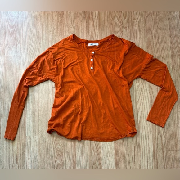 Velvet by Graham and Spencer Orange Henley Size Small - Picture 1 of 2